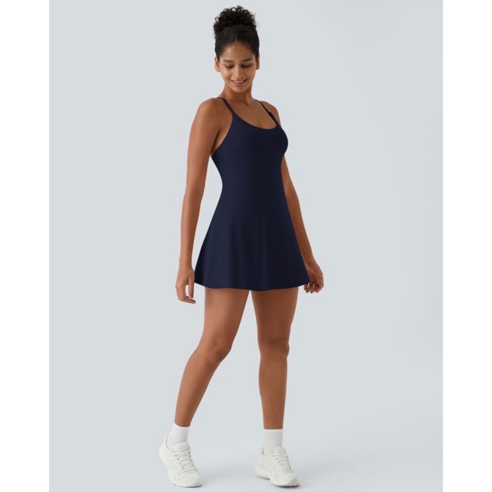 Halara SoftlyZero Plush Backless Active Dress-Easy Peezy Edition Navy Large NWT